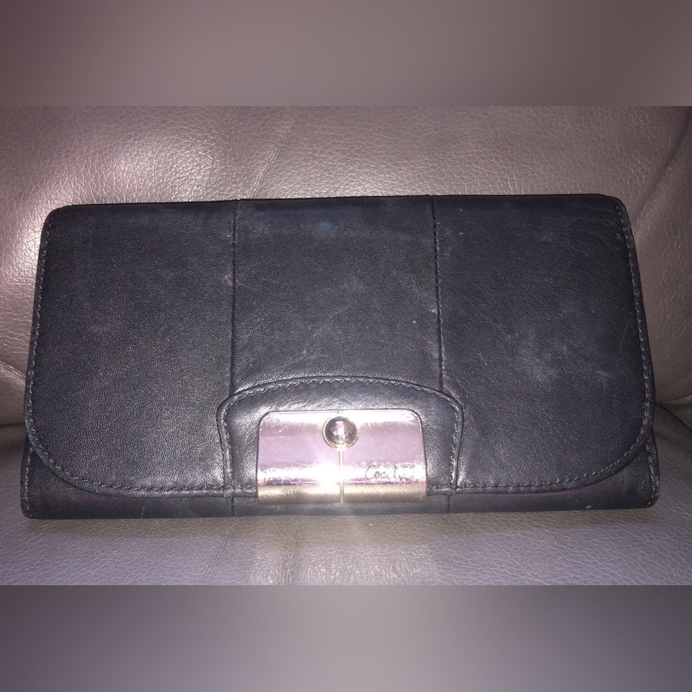 Coach Trifold Black Leather Wallet